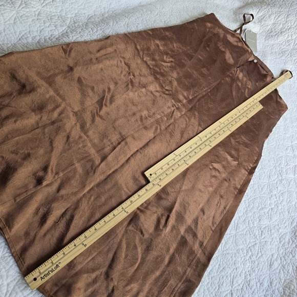 Everlane Satin Square Neck Midi Maxi Slip Dress Carob Brown Size 10 - Picture 12 of 16